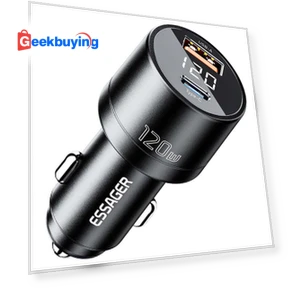 120W Car Charger with Digital Display — CarPlay Adapters by ESSAGER