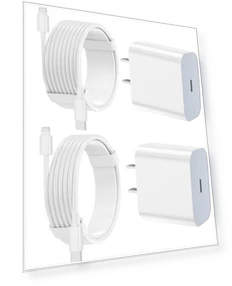 Fast Charging Type C Wall Charger Block with USB C to Lightning Cable — Lightning Connectors, FEEL2NICE