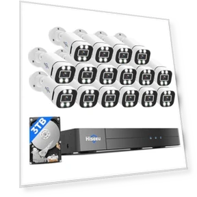 16CH 3K Wired Security Camera System with Alarm Spotlight — Security Cameras, Hiseeu