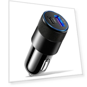 Быстрое автомобильное зарядное устройство с 2 USB-портами и адаптером Type-C — Автомобильные зарядные устройства