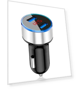 Car Charger with LED Display and Dual USB Ports — Vehicle Power Solutions
