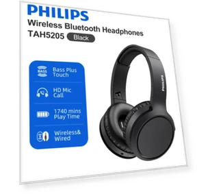 Wireless Bluetooth Headphones with Bass Plus Touch — Over-Ear Headphones, Philips
