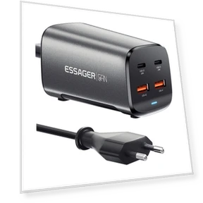 67W GaN डेस्कटॉप चार्जर — पावर केबल्स, ESSAGER