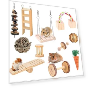Hamster Seesaw Climbing Ladder Gnawing Teeth String Wooden Set Toy — Exercise Wheels