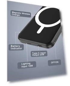 Magnetic Power Bank with Type-C Cable — Chargers, Podoru