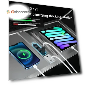 QC Docking Station with LED Light - Slide Cover USB Center USB Hub — USB Hubs