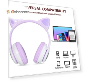Colorful Lighting LED Wireless Cat Ear Headphones — Over-Ear Headphones