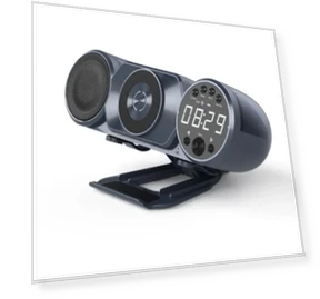 Multifunction Wireless Charger with Speaker, FM Radio, and Alarm Clock — 