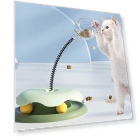 Teasing Cats Toy Turntable With Spring Leaky Food Ball — Cat Playthings