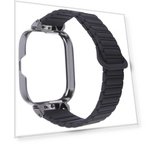Metal Black Frame Integrated I-shaped Magnetic Silicone Watch Band — Watch Accessories, Redmi