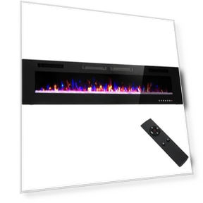 Electric Fireplace 72 Inch Wall Mounted & Recessed — Tabletop Fireplaces, Sophia & William