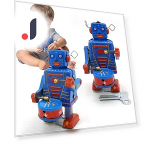 Винтажная заводная игрушка-робот-барабанщик — , EDC Toy