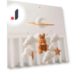 Mobile Bear Velvet Decor with Rotating Bell — , kanyueliang