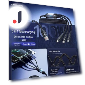100W Smart Digital Display 3-in-1 Fast Charging Cable — Charging Solutions, REMAX