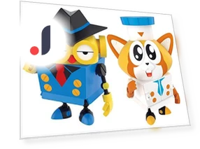Pikachin Robot Spy Owl James & Patti of Gourmet Raccoon — Электронные питомцы, Bandai