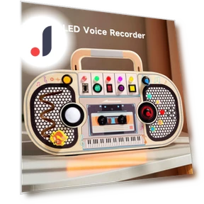 Wooden Sensory Toy with Voice Recorder, Music, and LED Lights — Infant & Early Childhood Playthings, Perseverance