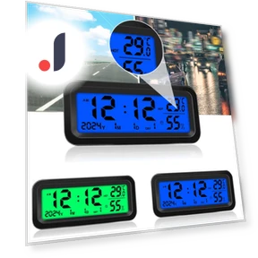 Солнечные часы для автомобиля с LCD дисплеем, цифровым термометром и датчиком влажности — Часы, RuJia Home Decor