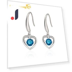 Синие умные серьги в форме сердца — Умные украшения, Sace Gems