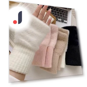 Soft Winter Mink Fingerless Gloves — Arm Warmers, Conella