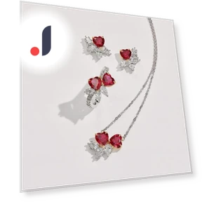 Expanded Touch Network Heart-Shaped Open Ring Necklace Earrings Set — Jewelry Sets, BELLA BOX