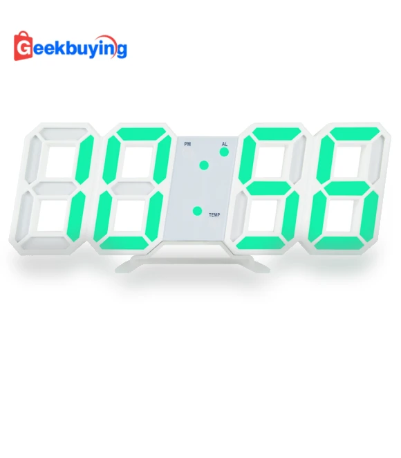3D Wall Hanging Digital LED Clock with Smart Luminous Memory Function — Wall, Other