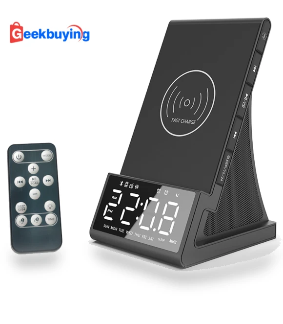 Wireless Fast Charger Alarm Clock Radio with Bluetooth Speaker — Charging Solutions, GREEN TIME