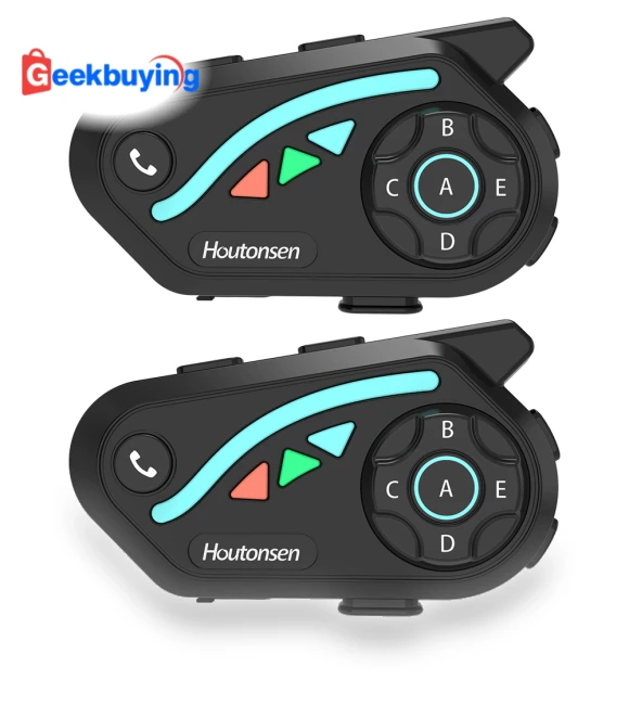 Motorcycle Helmet Headset 2Pcs Pack with Intercom and Noise Reduction — Wireless Headsets for Powersports, Houtonsen