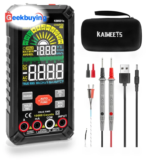 Digital Multimeter 10000 Counts True-RMS Meter with Smart Mode and Flashlight — Multimeters & Analyzers, KAIWEETS