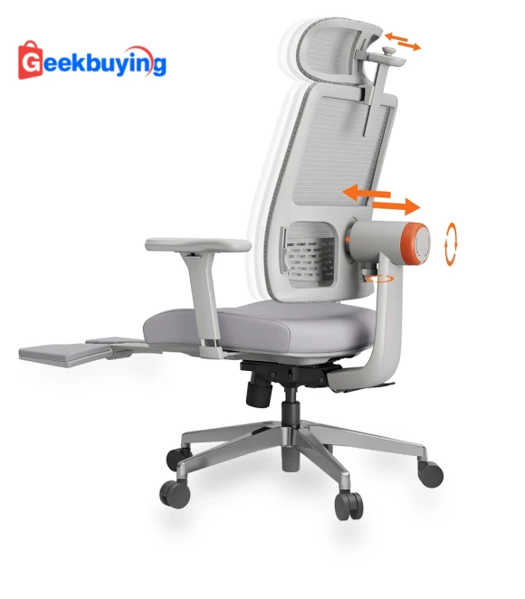 Ergonomic Chair with Footrest, Auto-Following Backrest Headrest, Adaptive Lower Back Support — Office, NEWTRAL
