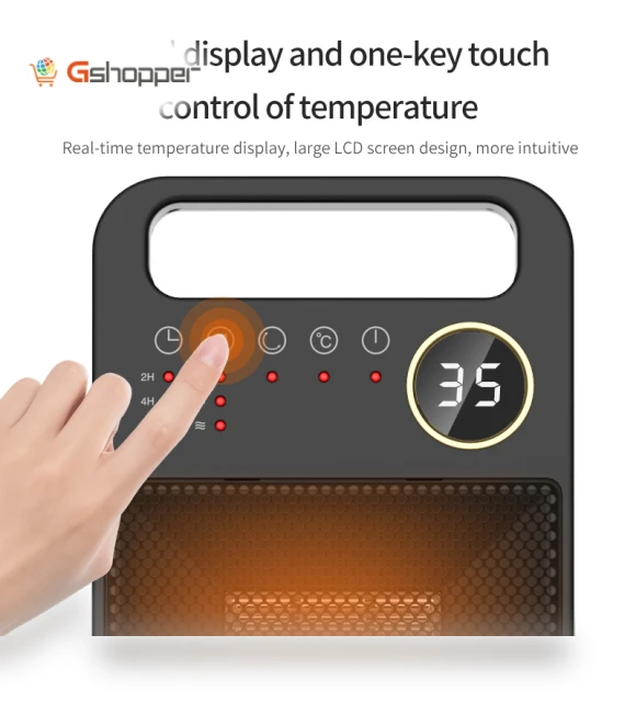 Smart Remote Control Electric Heater with LCD Display - 2000W — Portable Heating Solutions