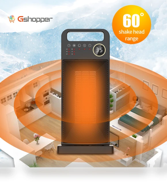 Smart Remote Control Electric Heater with LCD Display - 2000W — Portable Heating Solutions