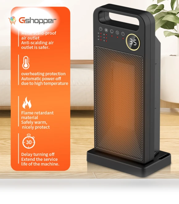 Smart Remote Control Electric Heater with LCD Display - 2000W — Portable Heating Solutions