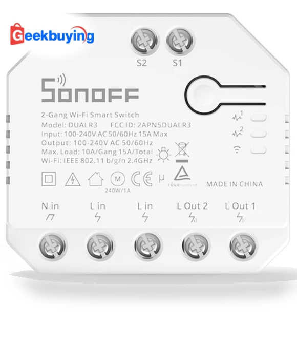 Dual Relay Wi-Fi Smart Curtain Switch with Power Metering — Smart Home Hubs & Controllers, Sonoff