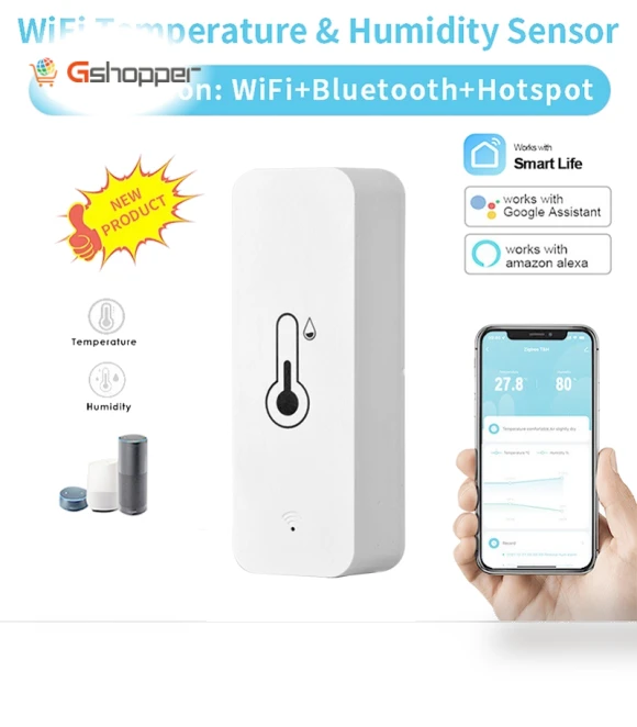 Smart WiFi Temperature and Humidity Detector — Home Climate Control, Tuya