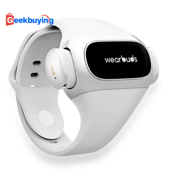 Smart Bracelet with Built-in Wireless Earbuds - White — Wearable Accessories, Aipower
