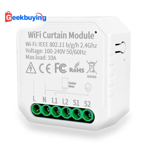 Smart Curtain Switch Controller with WiFi, Countdown, and Voice Control — Timers, Tuya