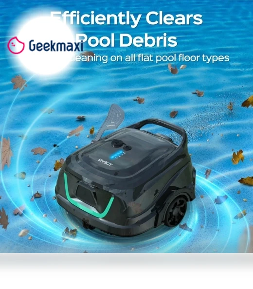 Cordless Pool Robot Vacuum, Double Filters, 120min Runtime, 2.5H Fast Charging — Automated Pool Maintenance, WYBOT