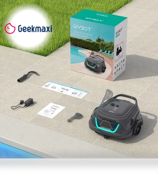 Cordless Pool Robot Vacuum, Double Filters, 120min Runtime, 2.5H Fast Charging — Automated Pool Maintenance, WYBOT