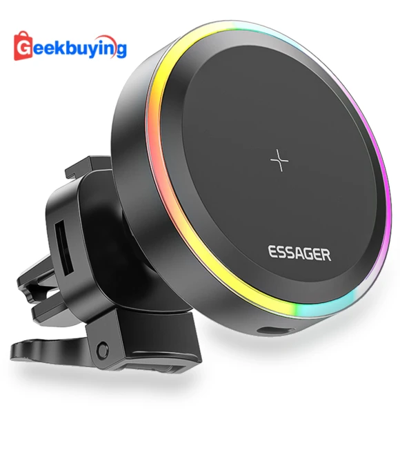 15W Magnetic Car Phone Holder with RGB Wireless Charging — Accessories by ESSAGER