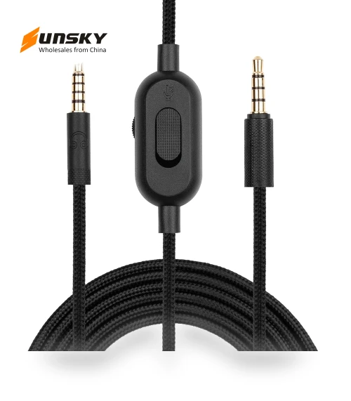 3.5mm Gaming Headset Audio Cable with Volume Control — Headphones