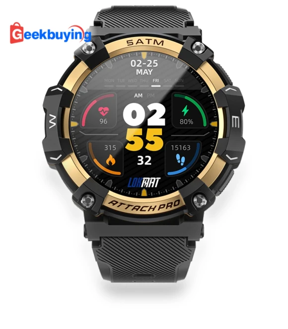 Attack 2 Pro Smartwatch with TFT LCD Screen - Gold — Smartwatches and Fitness Trackers by LOKMAT