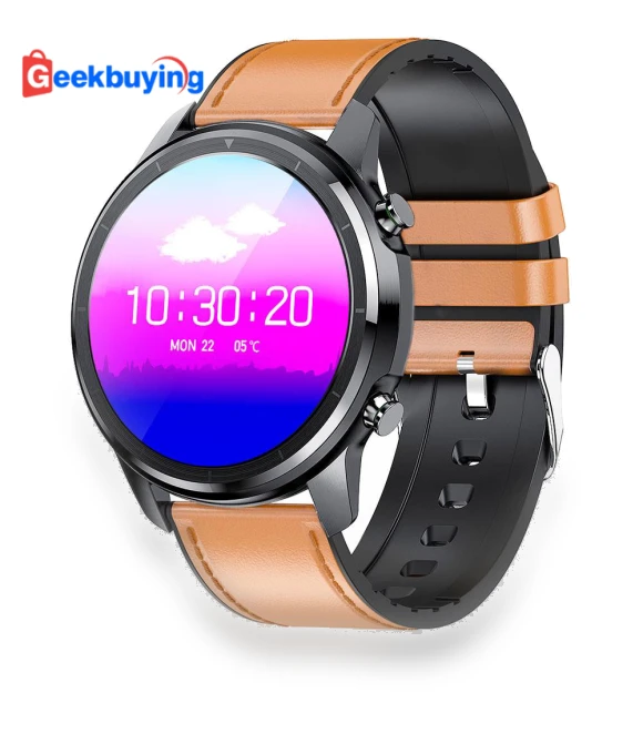 Full Touch HD AMOLED Sports Fitness Watch with Leather Band — Smartwatches and Fitness Trackers by LEMFO