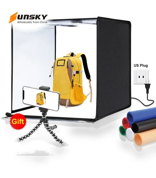 Photo Studio Light Box Portable 60cm with LED Lighting and 6 Backdrops — Accessories by PULUZ