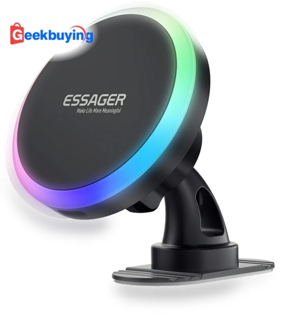 RGB Magnetic Wireless Car Charger and Phone Holder — CarPlay Adapters by ESSAGER