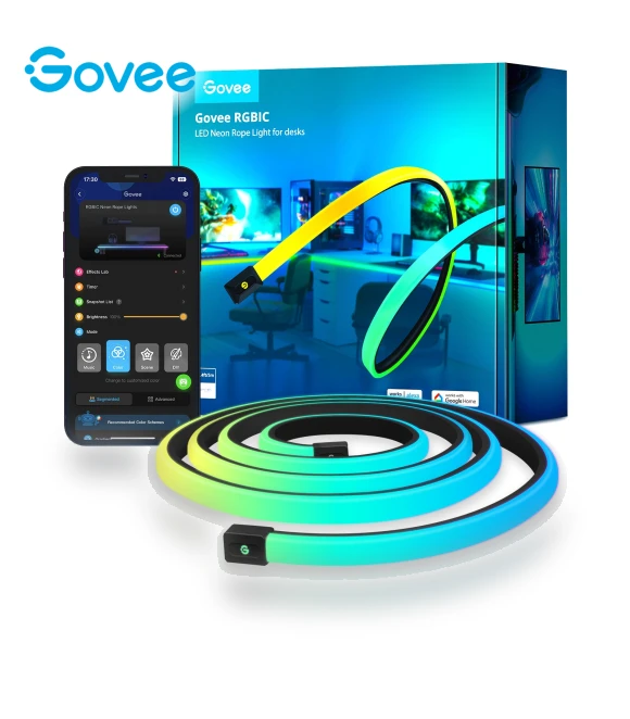 RGBIC LED Neon Rope Light for Desks 5m — Smart TV Light Bars by Govee