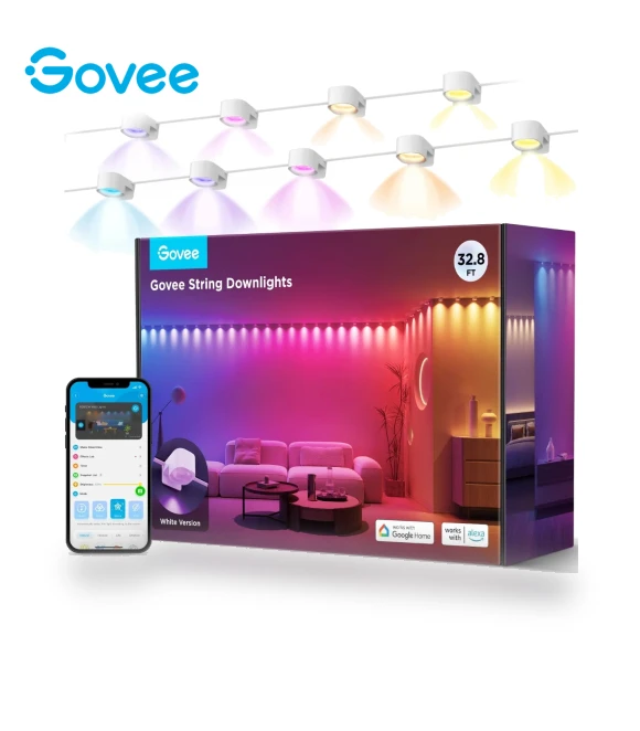 RGBIC String Downlights, 10m — Smart TV Light Bars by Govee