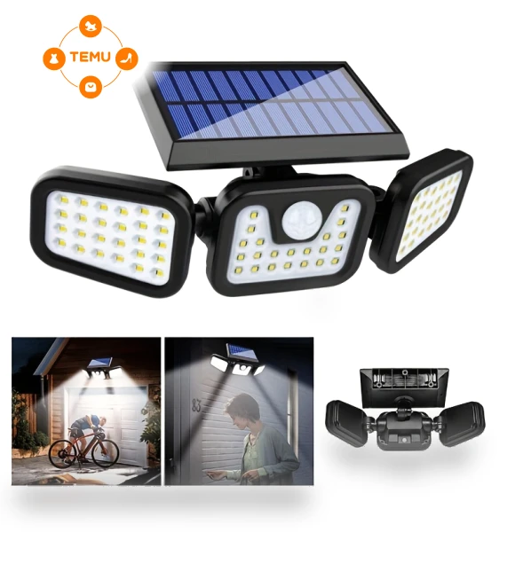 3-Head Motion Sensor Solar Flood Light — Portable Power Stations