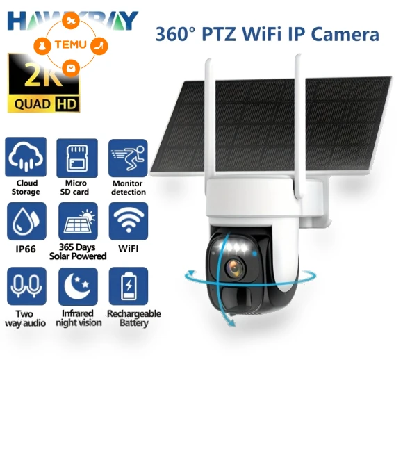 360° Pan Tilt Solar Security Camera 2K — Cameras by Hawkray