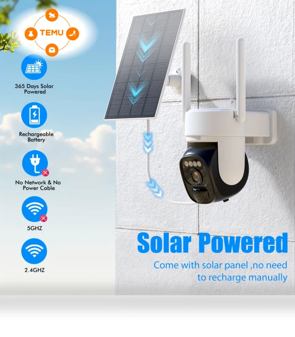 360° Panoramic Outdoor Solar Security Camera 2K — Cameras