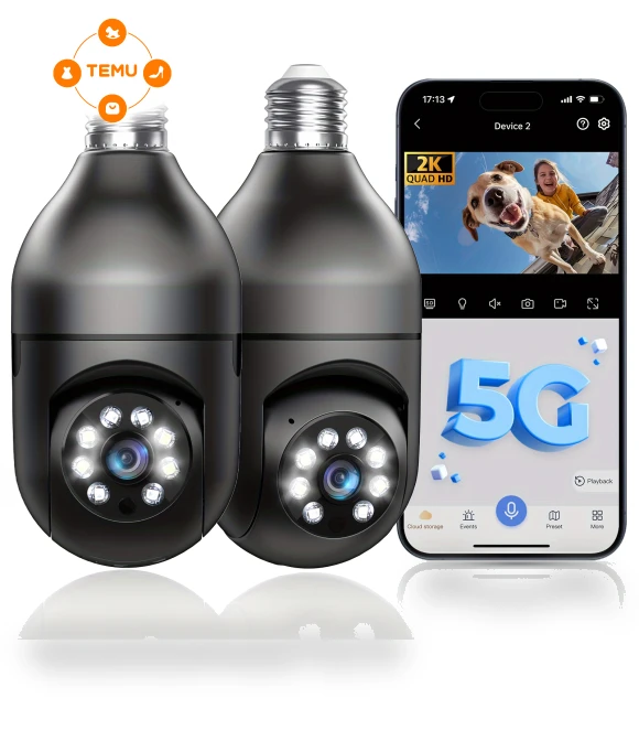 360° WiFi Security Light Bulb Camera — Cameras